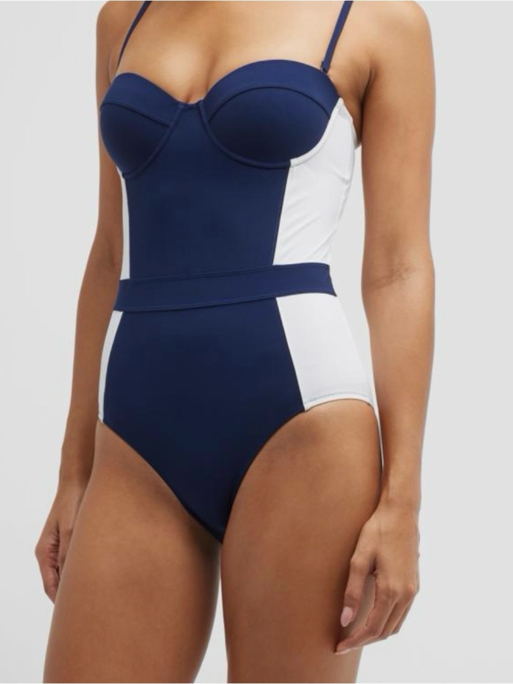 Tory Burch Lipsi Colorblock Underwire One-Piece Swimsuit - Navy/White - Medium - Picture 3 of 11